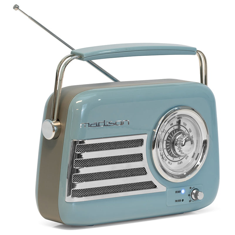 RADIO FM PORTABIL NOSTALGIA 30W CU FUNCTIE BLUETOOTH/AUX -ALBASTRU