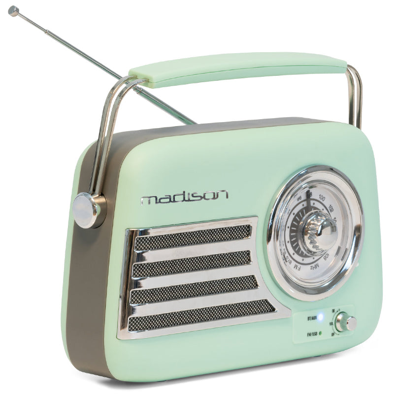 RADIO FM PORTABIL NOSTALGIA 15W CU FUNCTIE BLUETOOTH/AUX - VERDE