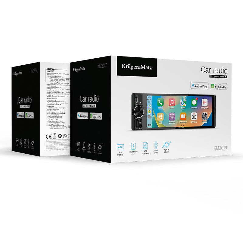 Player Auto 1 din 4X60W Carplay Android Auto