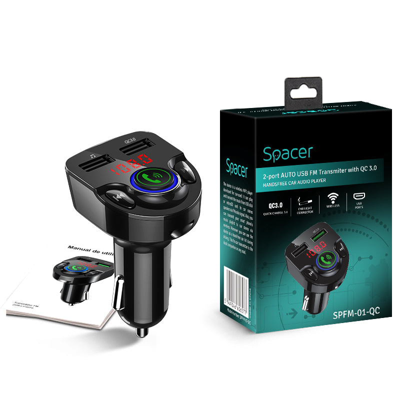 Modulator Fm Bt 5.0 2X USB QC 3.0 Spacer